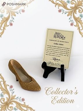 Just the Right Shoe: "Golden Stiletto" by Raine  Shoe Sculpture Retired 1999